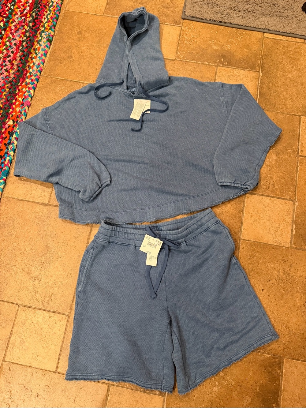 American Eagle Outfitters Blue -Knit Hoodie & Shorts Set